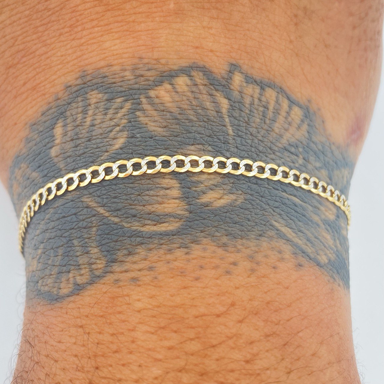 Cuban Links Bracelet 3.05gr / 7in / Two Tone Yellow White +3 18K &