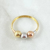 Trio Ball Ring 1.3gr / Size 7 1/2 / 18K Gold -