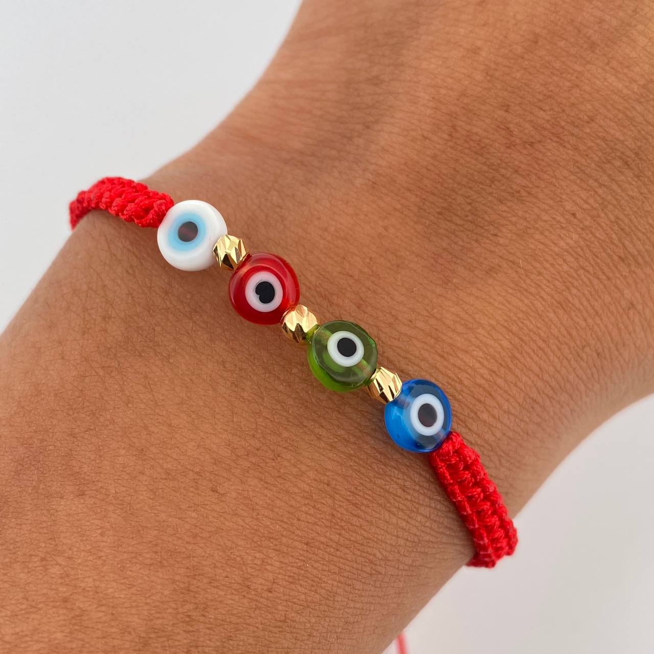Red Bracelet Turkish Eyes 0.15gr / 18K Gold &