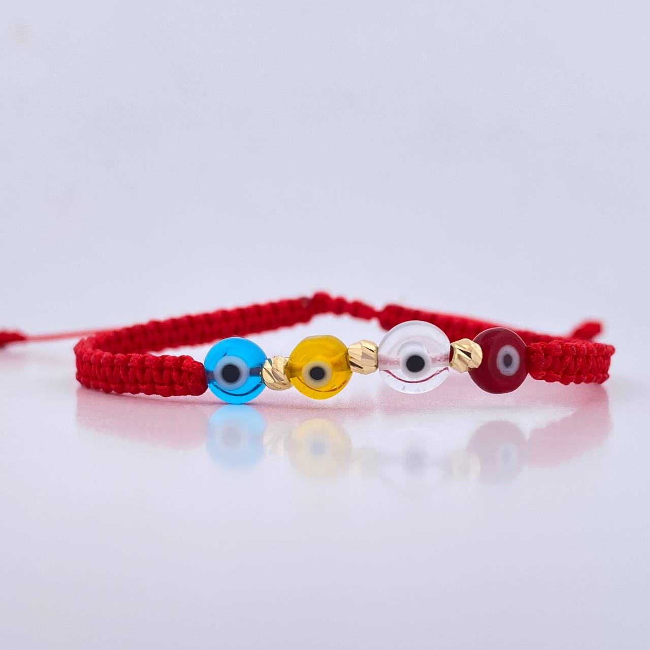 Red Bracelet Turkish Eyes 0.15gr / 18K Gold &