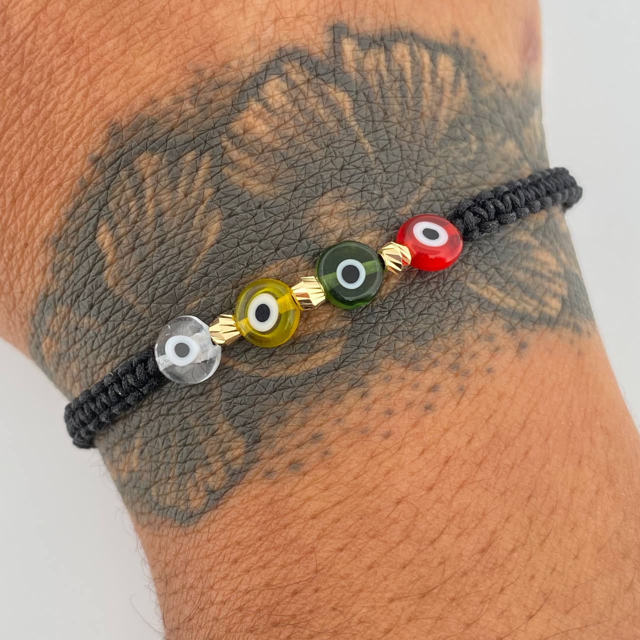 Black Bracelet Turkish Eyes 0.15gr / 18K Gold &