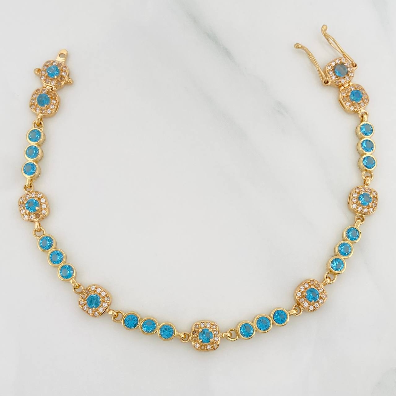Tennis Bracelet Halo 9.25g / 6 3/4 in / 3.96mm Yellow Gold 18K