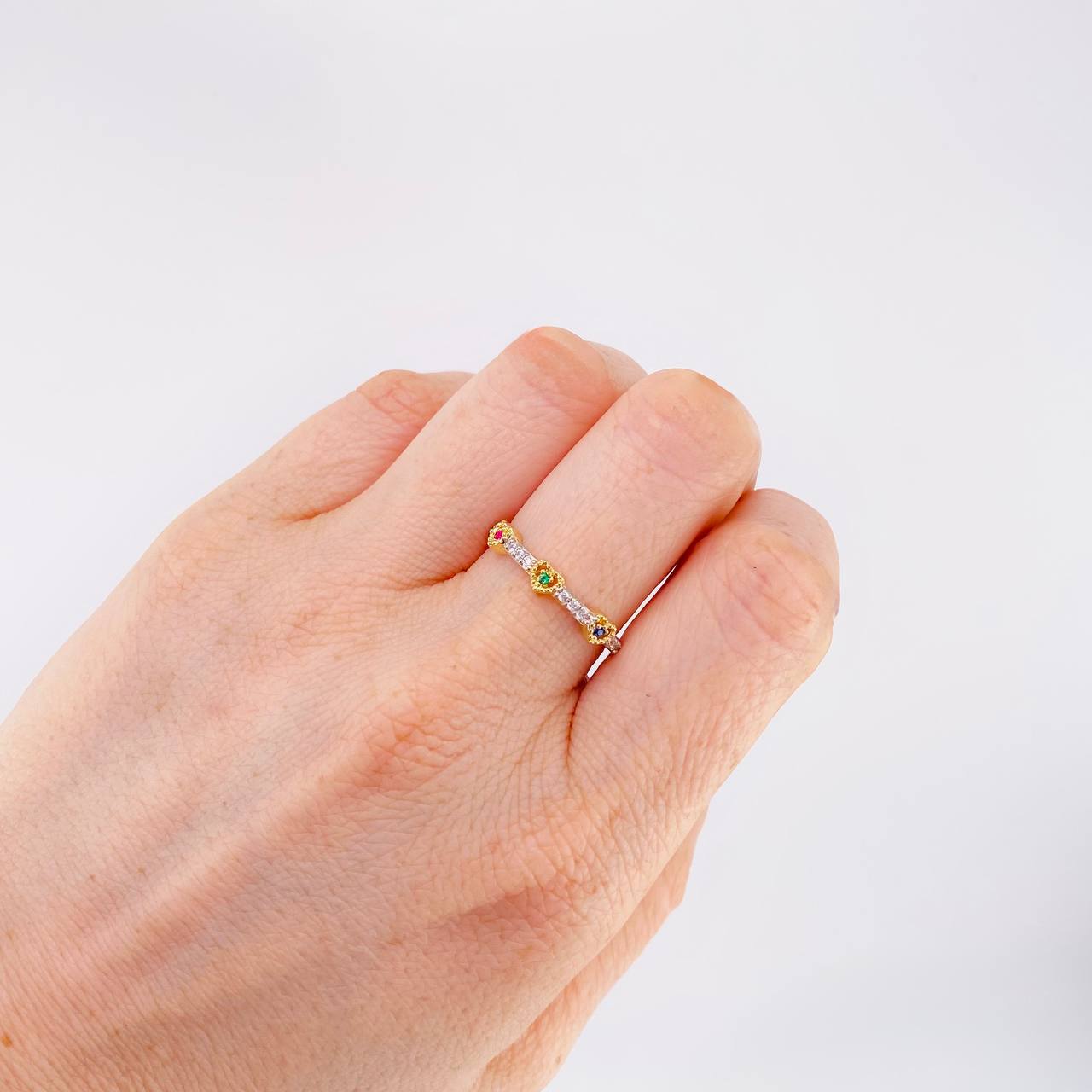 Ring Trio of Hearts 2.05 g / T7 1/2 Yellow Gold 18K