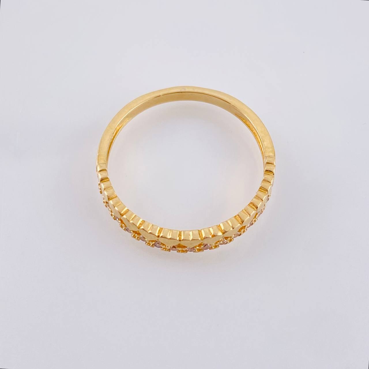 Anillo Solitario Carril Corazones 2.45 g / T6 Dos Oros Amarillo Blanco 18K