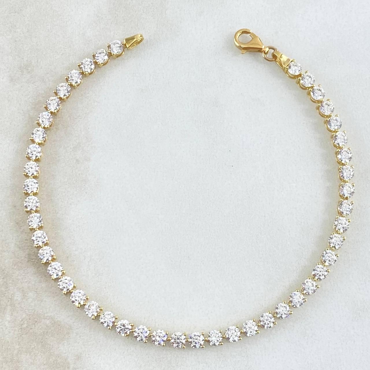 Pulso Tennis 6gr / 18cm / 3mm Circones Blancos Oro Amarillo +4 18K ©
