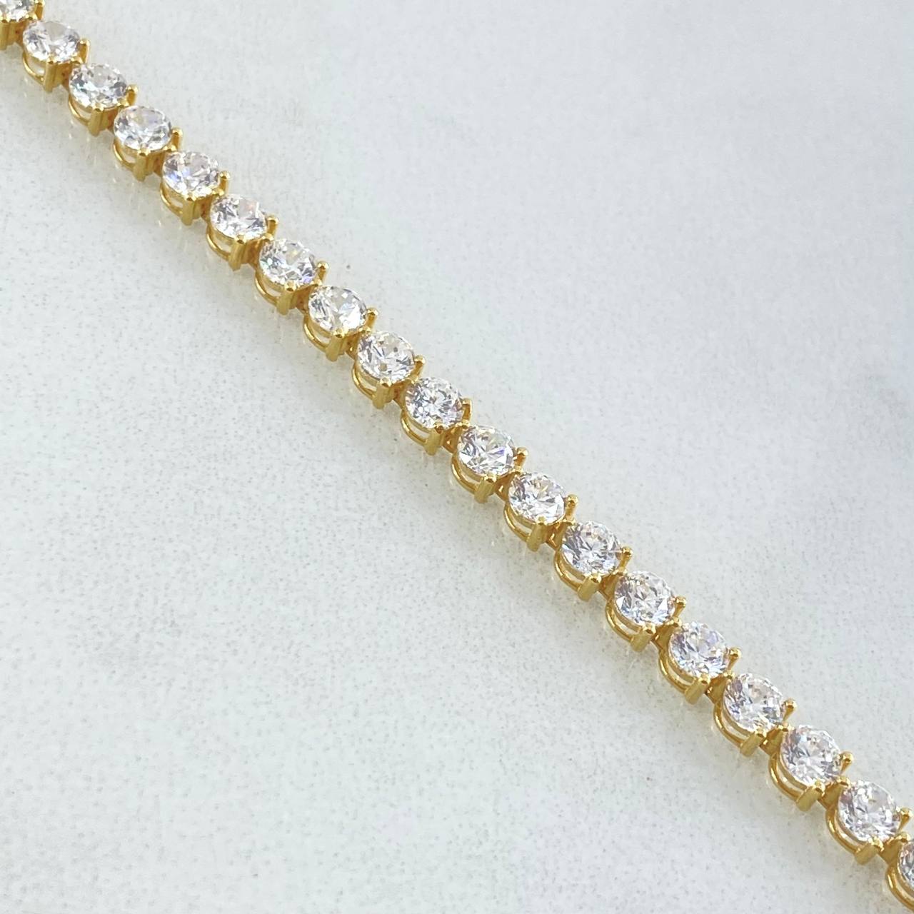 Pulso Tennis 6gr / 18cm / 3mm Circones Blancos Oro Amarillo +4 18K ©