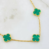 Cadena Aro seguido Trebol Verde 27.8gr / 23 1/2 in / Oro Amarillo Nac.Esp. 18K ©