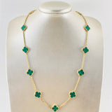 Cadena Aro seguido Trebol Verde 27.8gr / 23 1/2 in / Oro Amarillo Nac.Esp. 18K ©