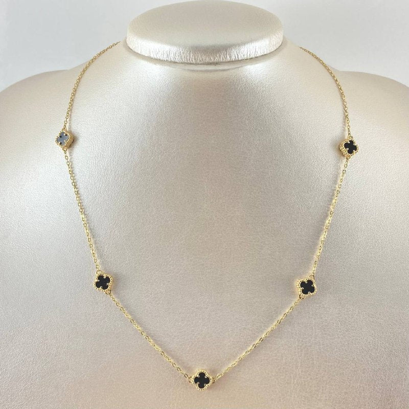 Cadena Aro Seguido Trebol Negro 6.1gr / 17 3/4 in / Oro Amarillo Nac.Esp. 18K ©