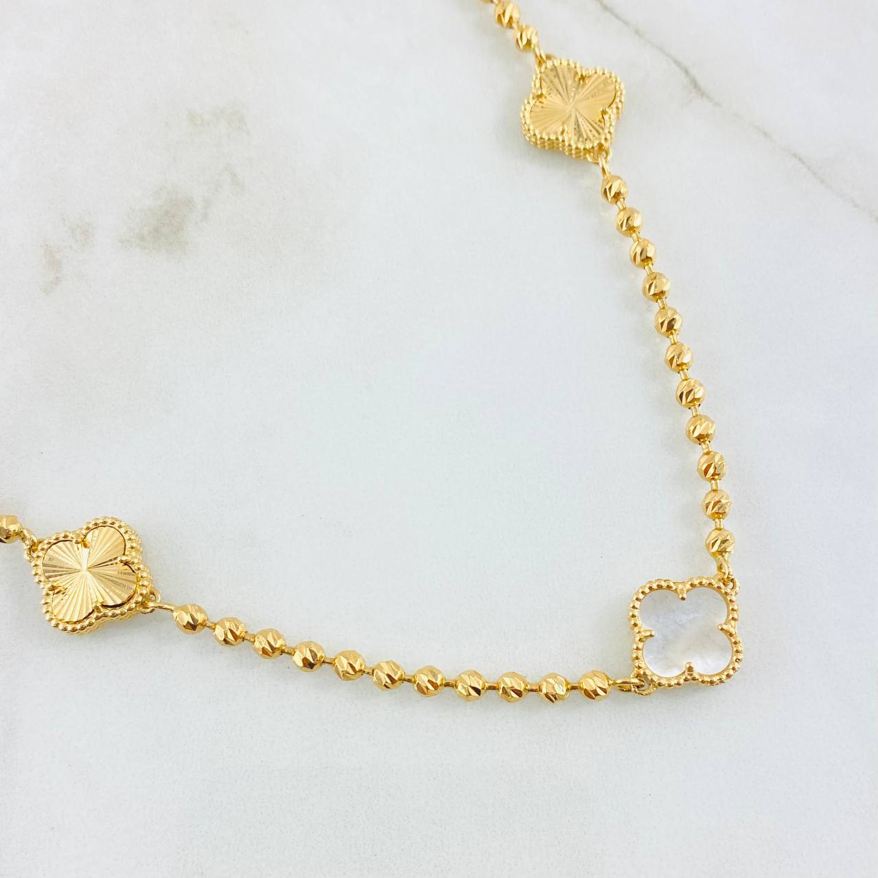 Military Chain Clover White 19.15gr / 17 3/4 in / 18K Gold ©