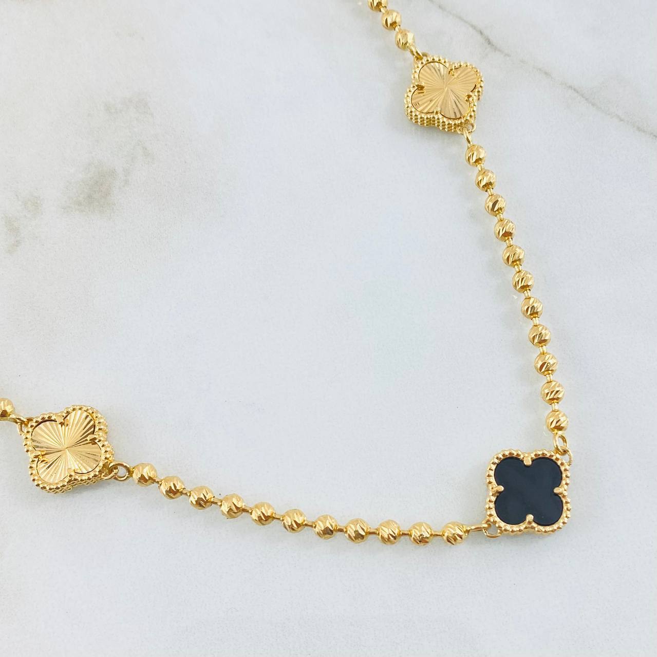 Military Chain Clover Black 19.55gr / 15 3/4 in / 18K Gold ©