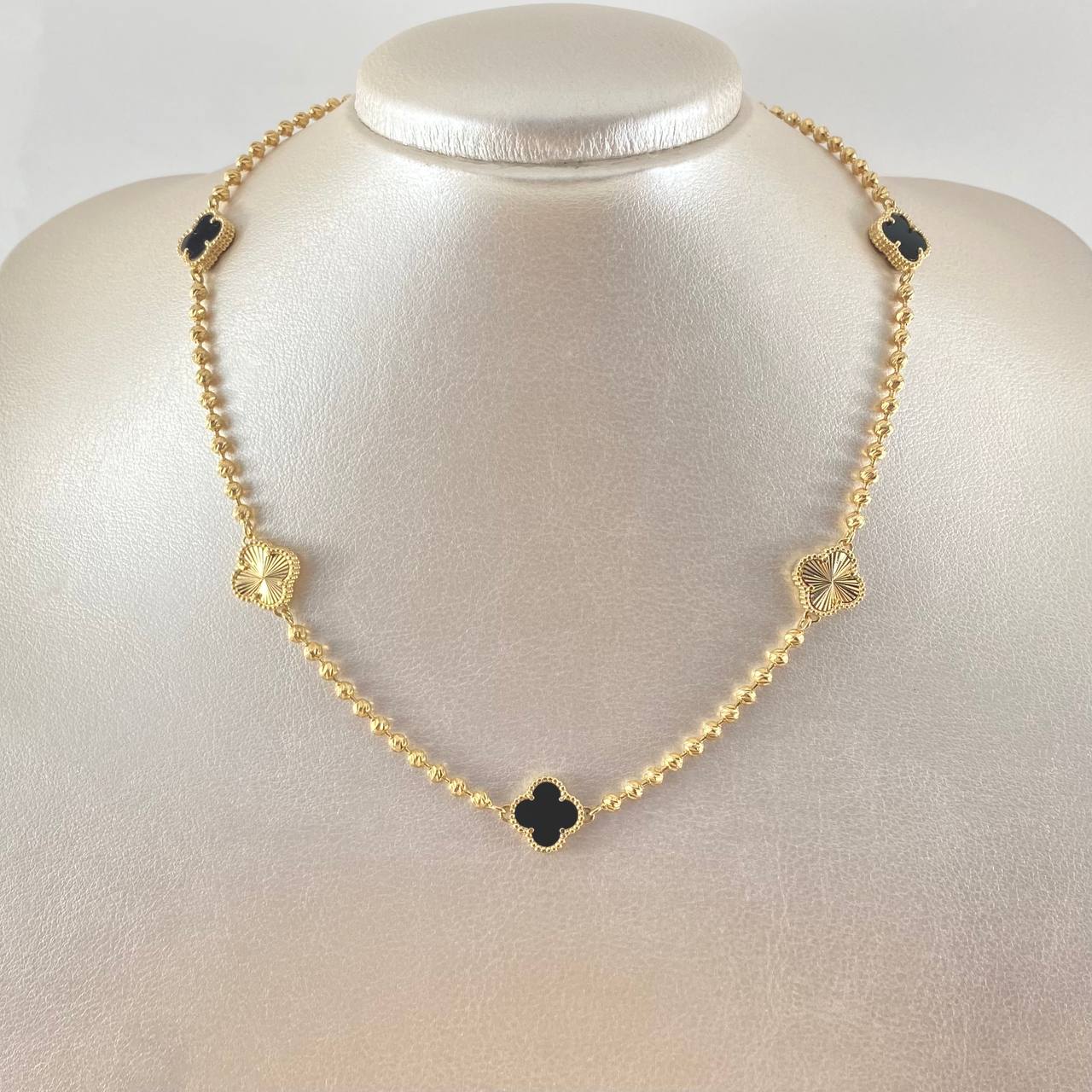 Military Chain Clover Black 19.55gr / 15 3/4 in / 18K Gold ©