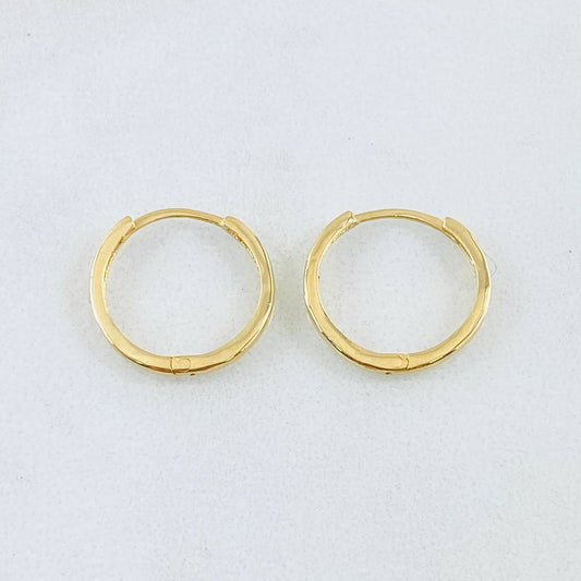 Candongas Carril Liso 1.65gr / 1/2 in / Oro Amarillo 18K