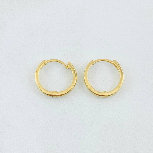 Candongas Carril Liso 1.25gr / 1/2 in / Oro Amarillo 18K