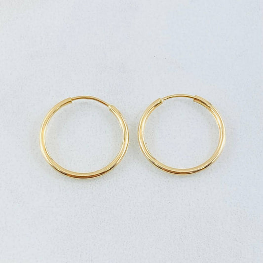Candongas Aro Liso 0.6gr / 1/2 in / Oro Amarillo 18K