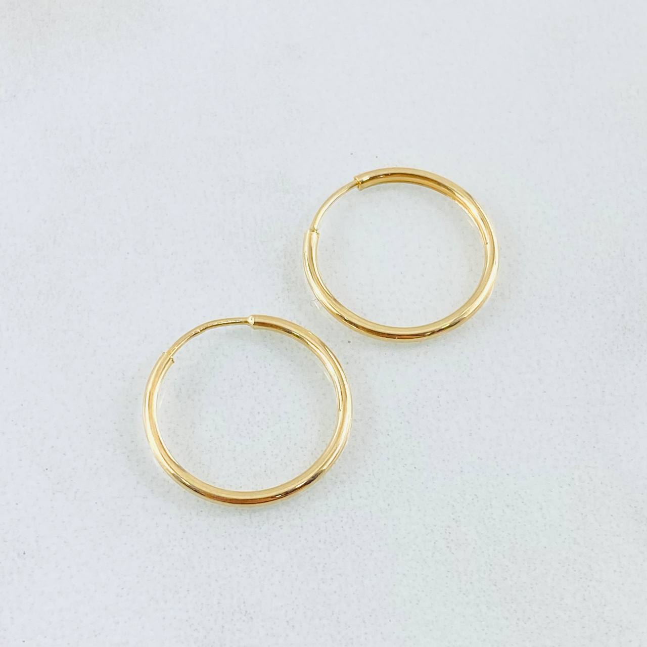 Hoop Earrings Smooth Ring 0.5gr / 1/2 in / Yellow Gold 18K