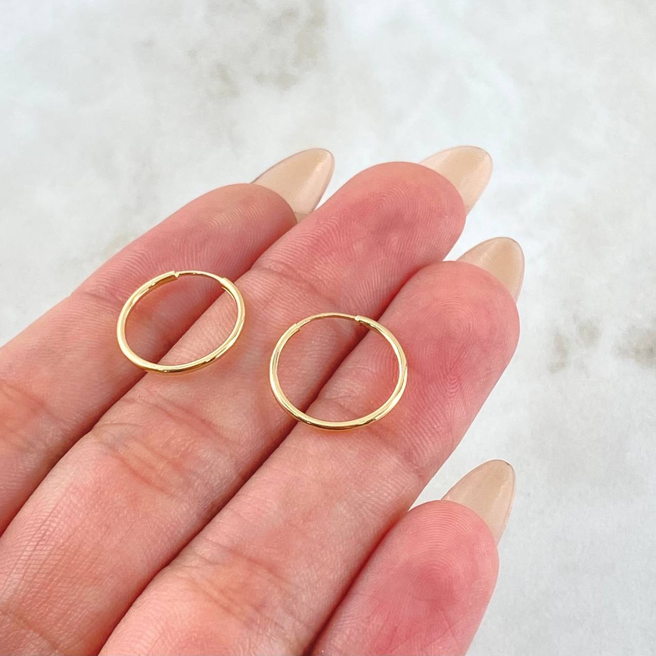 Hoop Earrings Smooth Ring 0.5gr / 1/2 in / Yellow Gold 18K