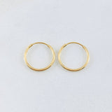 Hoop Earrings Smooth Hoop 0.55gr / 0.5in / 18K Gold Yellow *