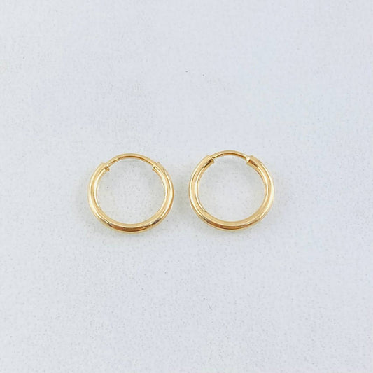 Candongas Mini Aro Liso 0.45gr / 1/2 in / Oro Amarillo 18K *