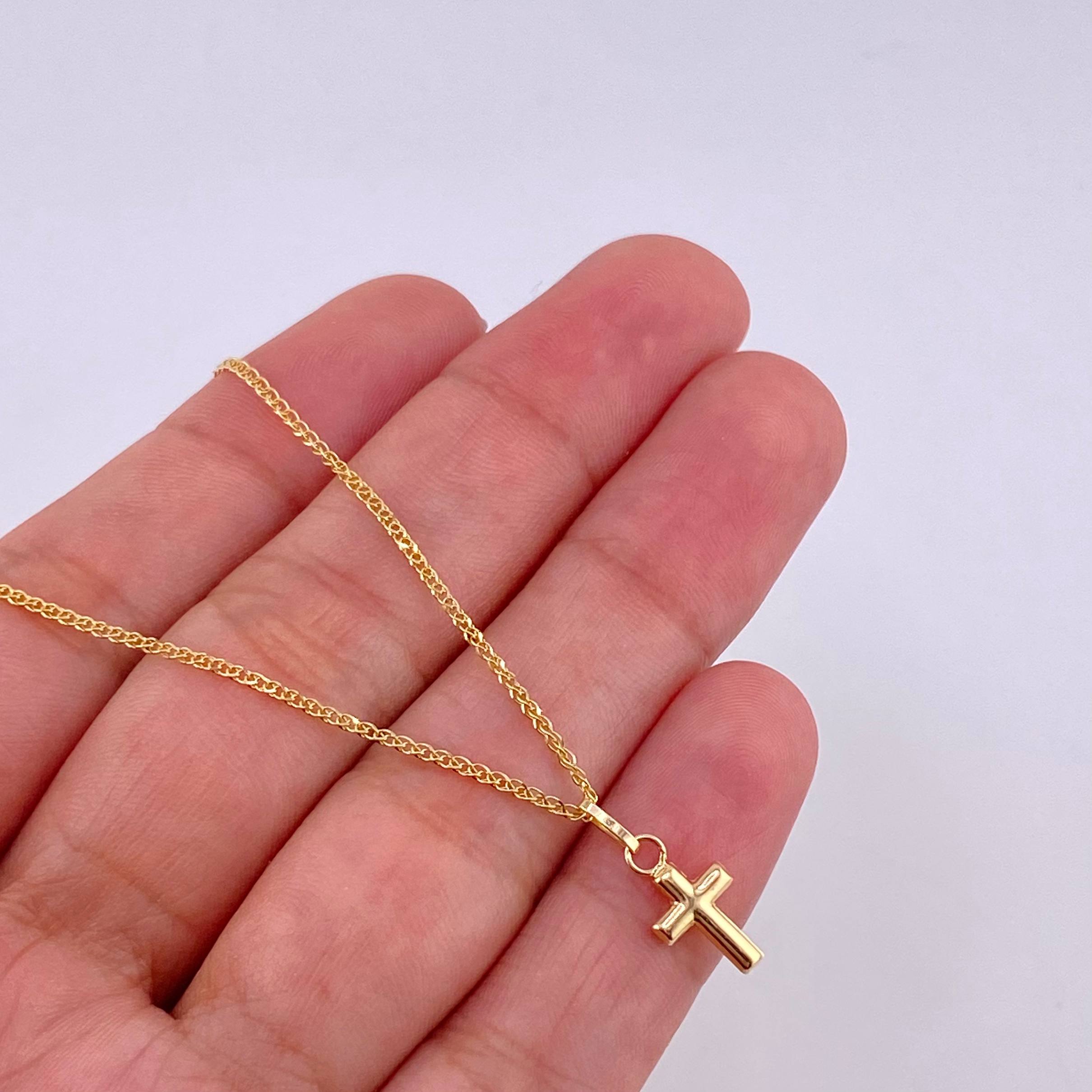 Wheat Chain Set + Cross Pendant / 1.75 g / 18 in Yellow Gold 18K