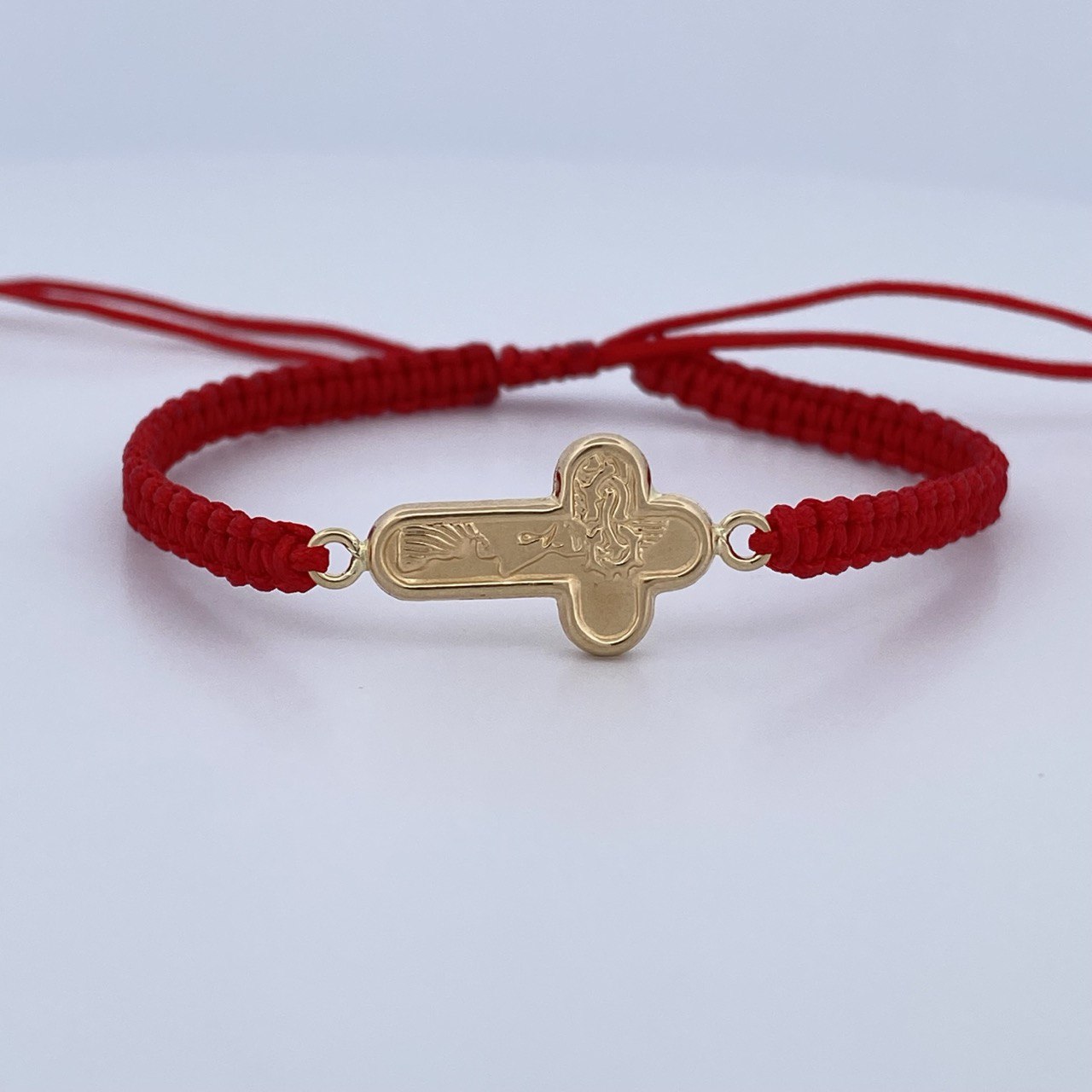 Woven Red Bracelet Christ Cross 0.95gr / 18K Gold $