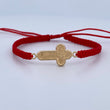 Woven Red Bracelet Christ Cross 0.95gr / 18K Gold $