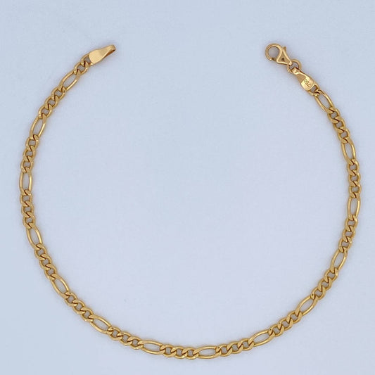 Figaro Bracelet 2.55gr / 8in / 18K Gold +1$