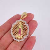 Pendant Virgin of Guadalupe Enmeshed 8.4 g / 2 in Two Golds Yellow White 18K