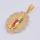 Pendant Virgin of Guadalupe Enmeshed 8.4 g / 2 in Two Golds Yellow White 18K