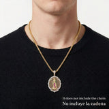 Pendant Virgin of Guadalupe Enmeshed 8.4 g / 2 in Two Golds Yellow White 18K