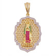 Pendant Virgin of Guadalupe Enmeshed 8.4 g / 2 in Two Golds Yellow White 18K