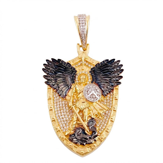 Pendant Saint Michael Archangel 20.3 g / 2 1/4 in Two Golds Yellow White 18K