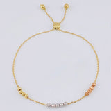 Pulso Modulable Aro Seguido Esferas Tricolor 2.6 g / 6 3/4 in - 2 1/4 in / 2,95 mm Tres Oros 18K