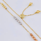 Pulso Modulable Aro Seguido Esferas Tricolor 2.25 g / 6 1/4 in - 2 1/4 in / 2,95 mm Tres Oros 18K