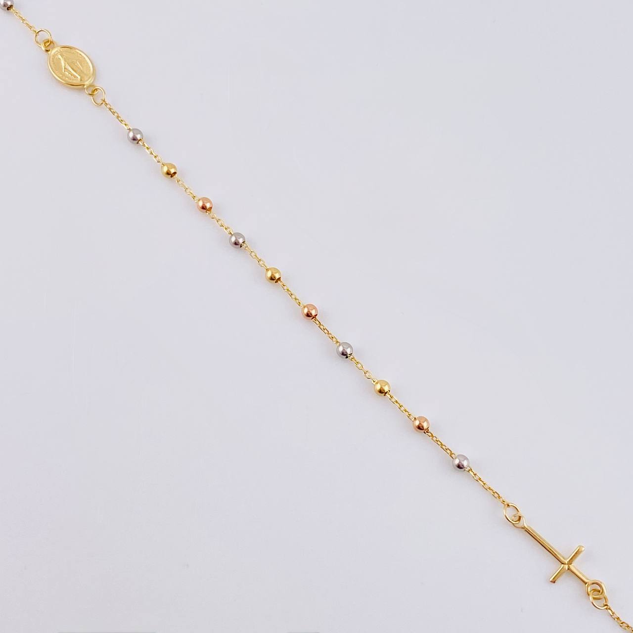 Cadena Denario Virgen Milagrosa 2.85 g / 17 3/4 in / 2,25 mm Tres Oros 18K