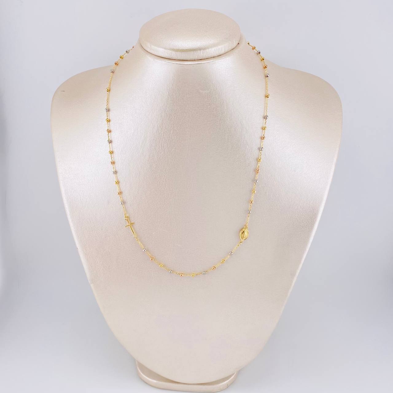 Cadena Denario Virgen Milagrosa 2.85 g / 17 3/4 in / 2,25 mm Tres Oros 18K