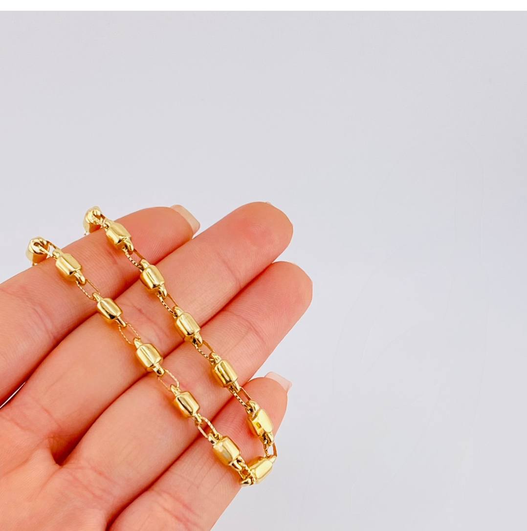 Cadena Rustica Barril 14.15 g / 23 1/2 in / 4,5 mm Oro Amarillo 18K