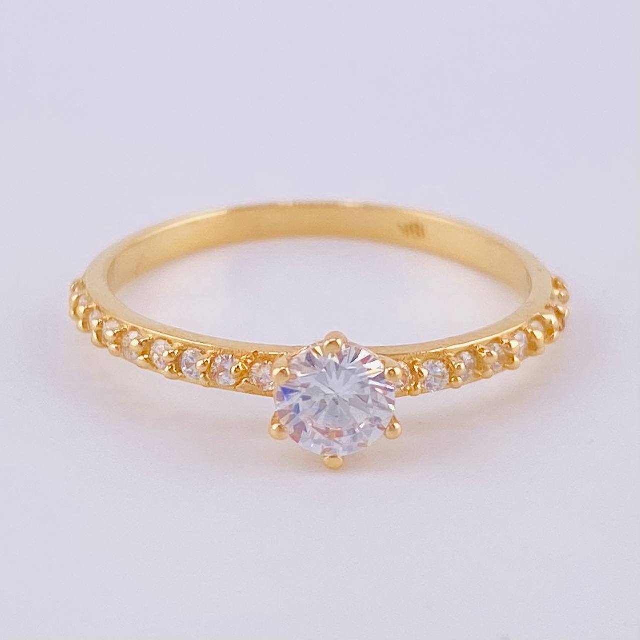 Dense Solitaire Ring 1.75 g / T7 1/2 18K Yellow Gold