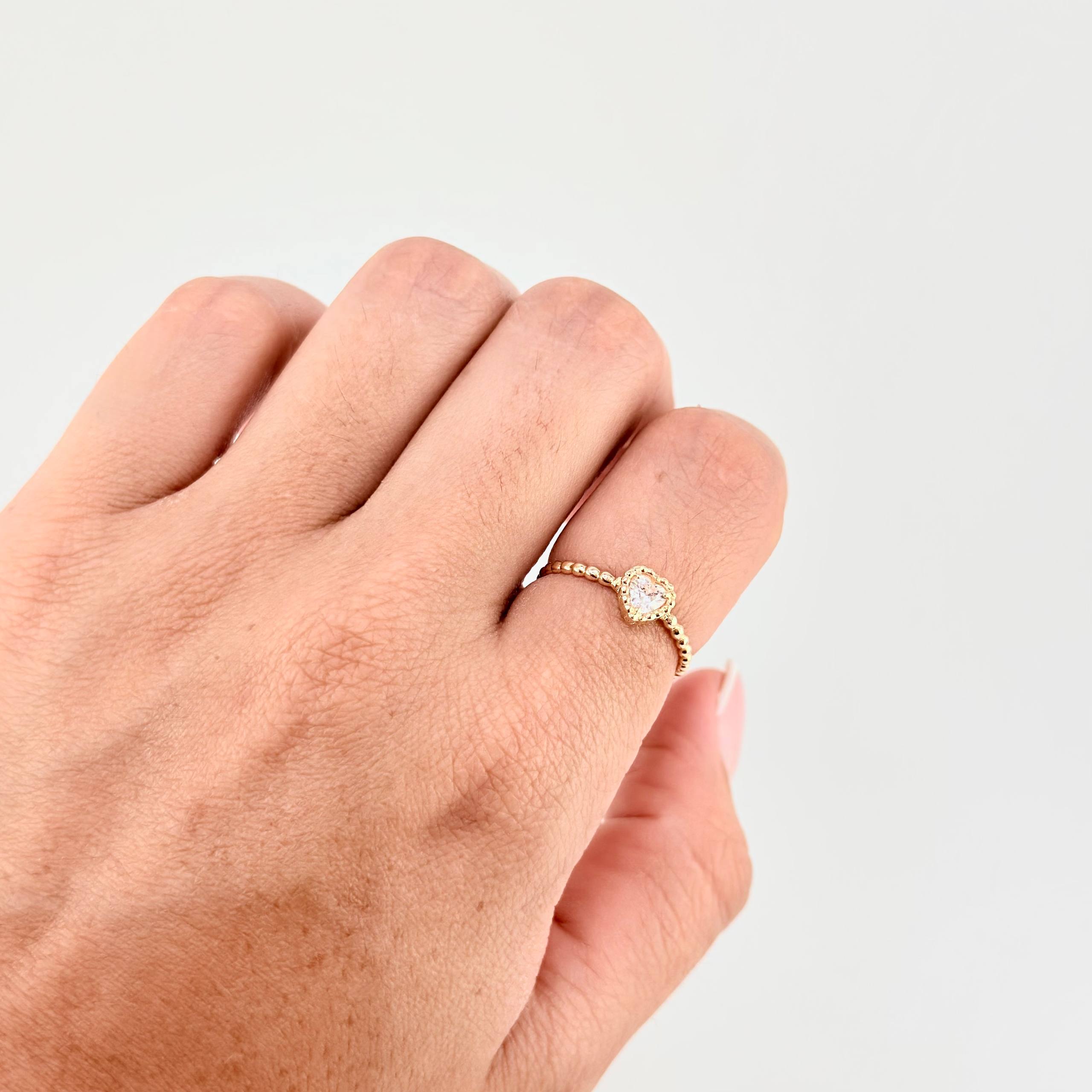 Anillo Corazón Burbujas 1.7 g / T6 1/2 Oro Amarillo 18K