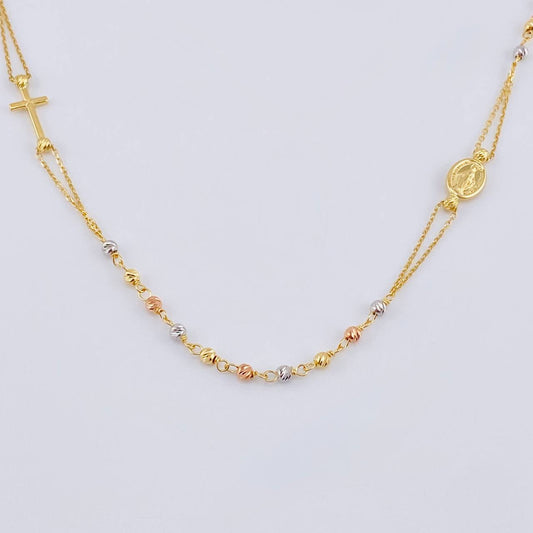 Cadena Denario Virgen Milagrosa  3.8 g / 17 3/4 in / 2,45 mm Tres Oros 18K