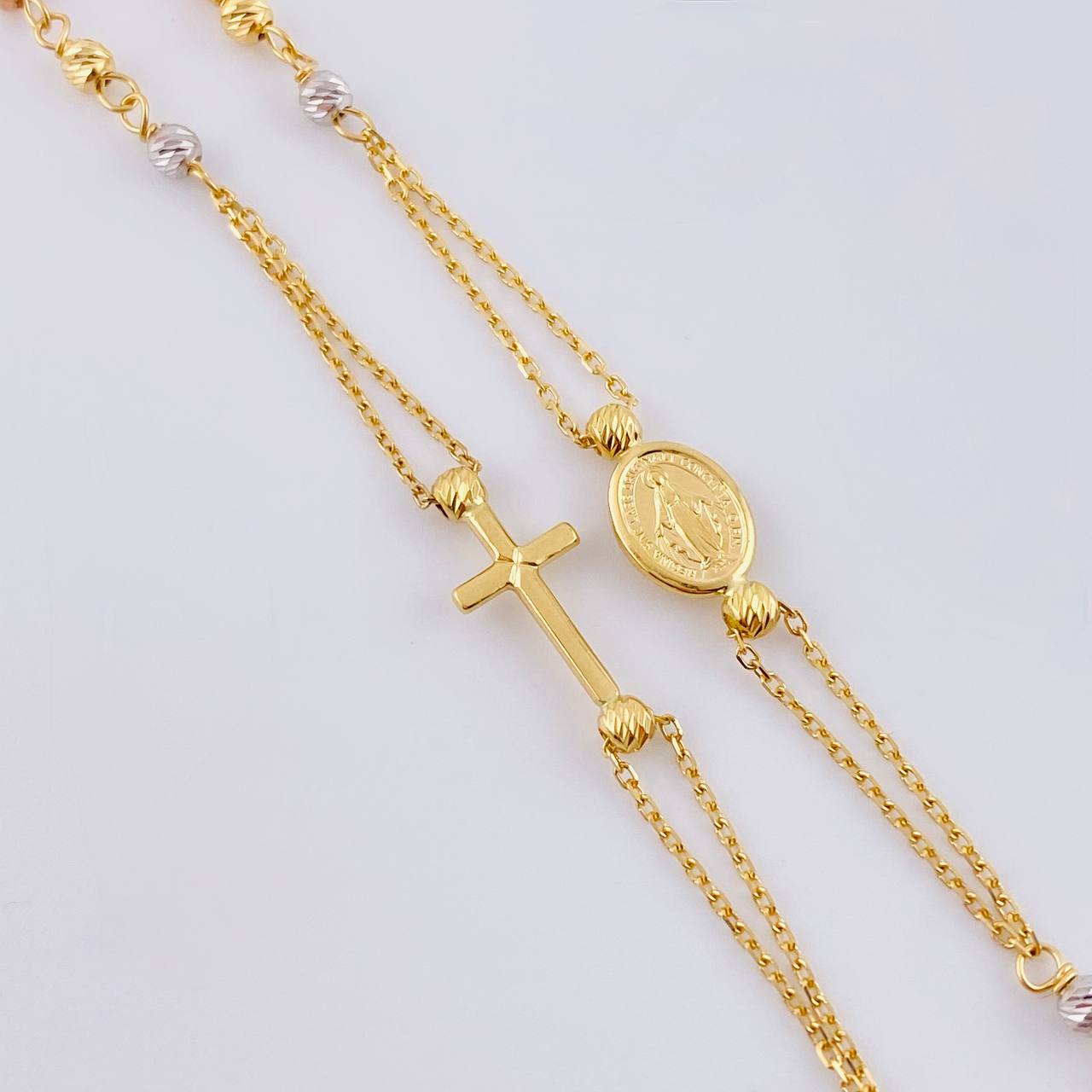 Cadena Denario Virgen Milagrosa  3.8 g / 17 3/4 in / 2,45 mm Tres Oros 18K