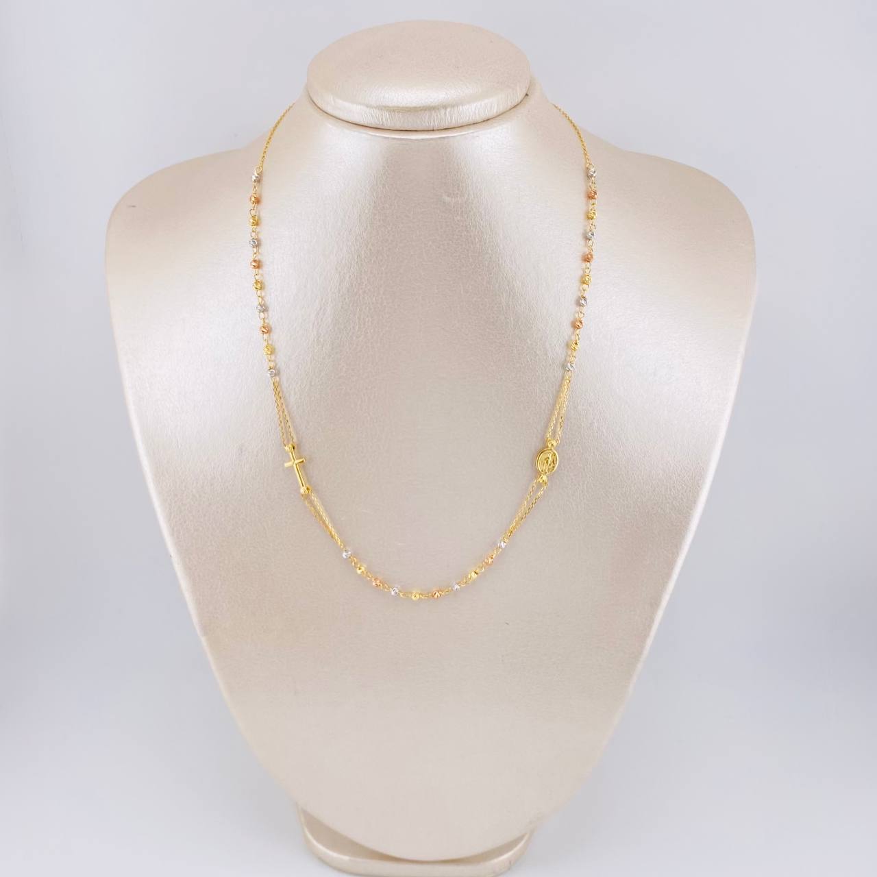 Cadena Denario Virgen Milagrosa  3.8 g / 17 3/4 in / 2,45 mm Tres Oros 18K
