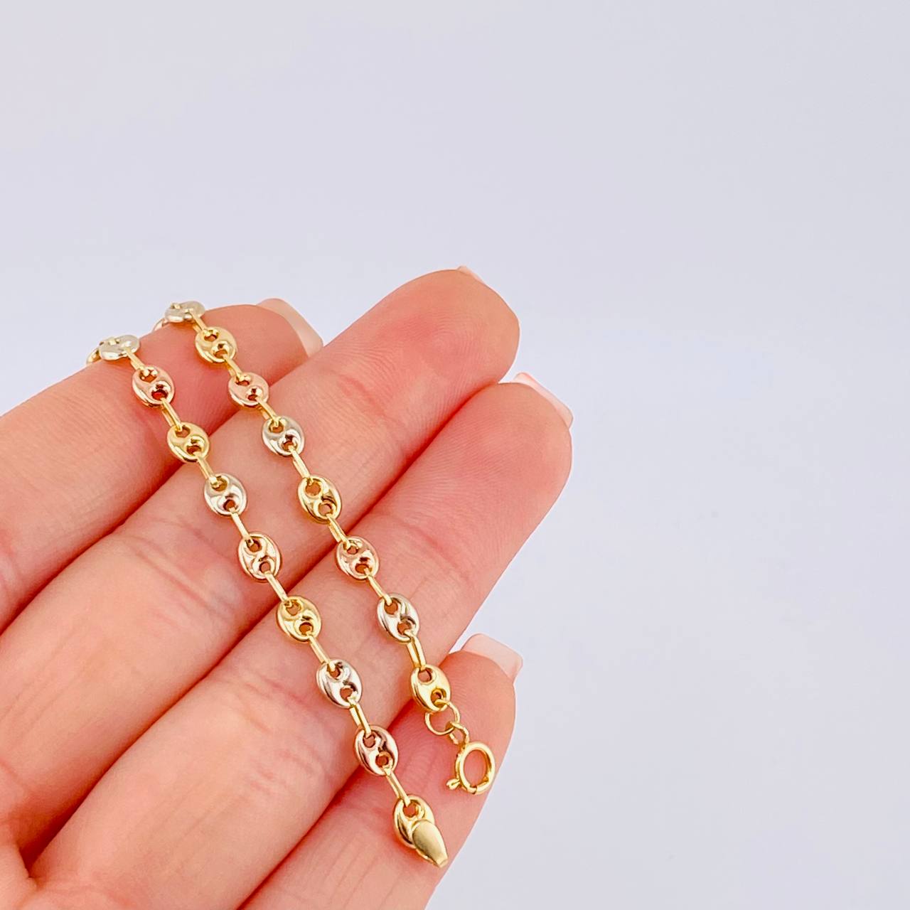 Bracelet GC 2.2g / 7 3/4 in / 3.3mm Three Golds 18K