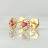 Stud Earrings Halo 0.9gr / 18K Gold *