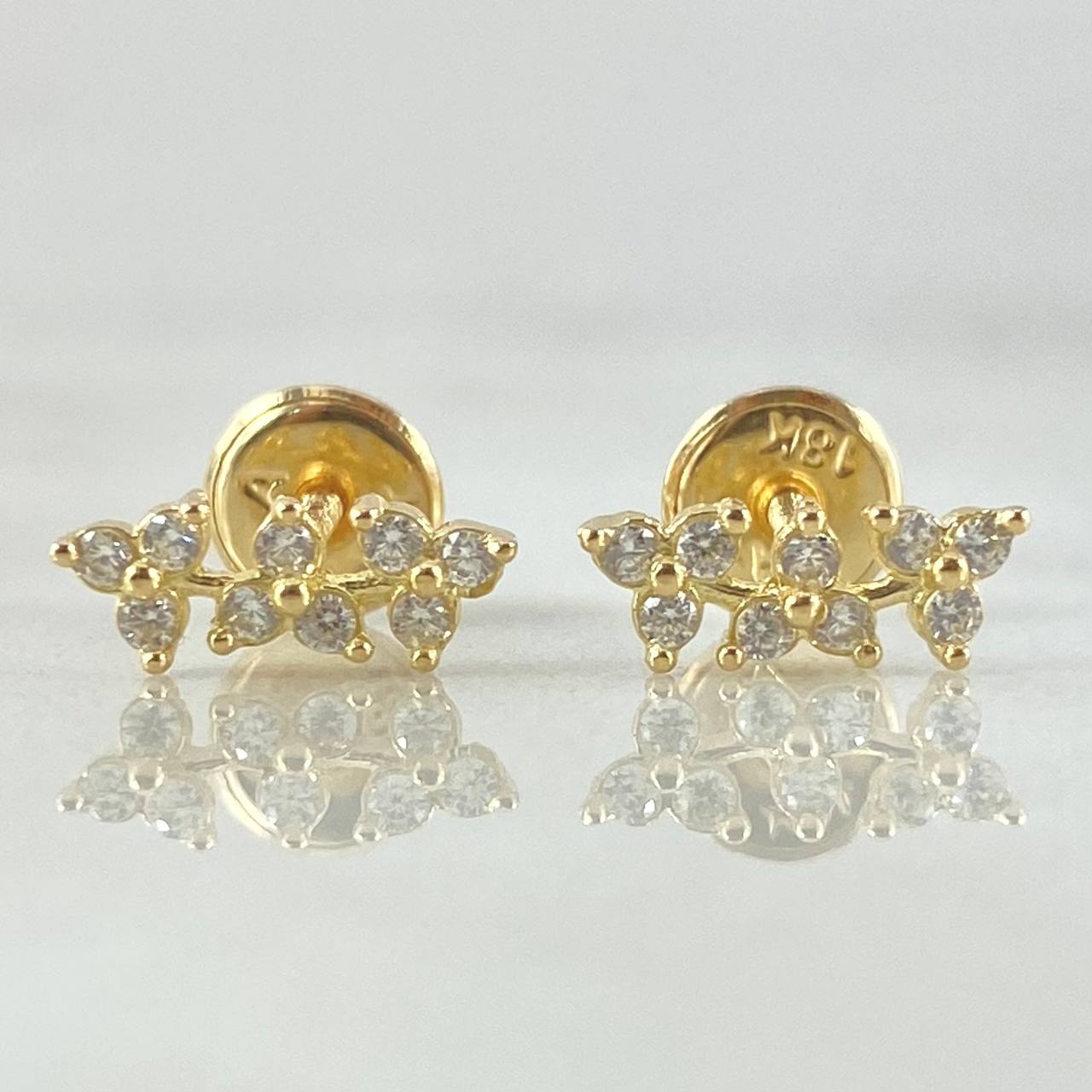 Stud Earrings Arch Flowers 0.85gr / 1cm / 18K Gold