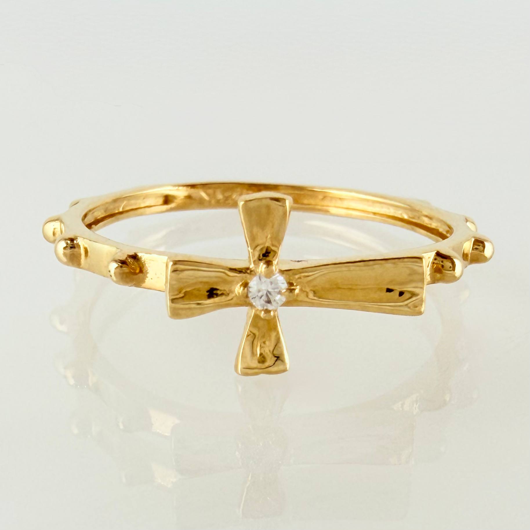 Bubble Cross Ring 1.45g / T6 / 18K Yellow Gold