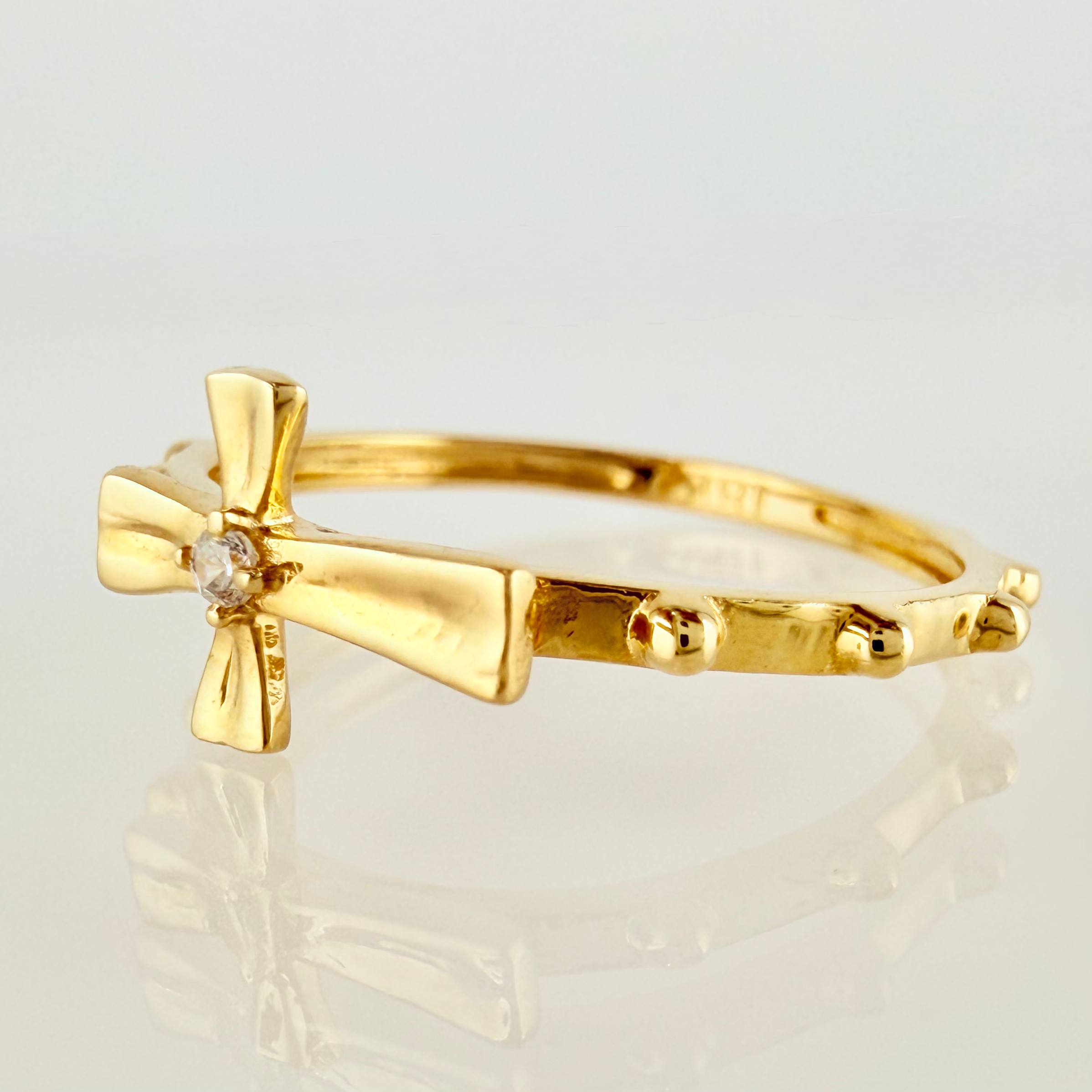 Bubble Cross Ring 1.45g / T6 / 18K Yellow Gold