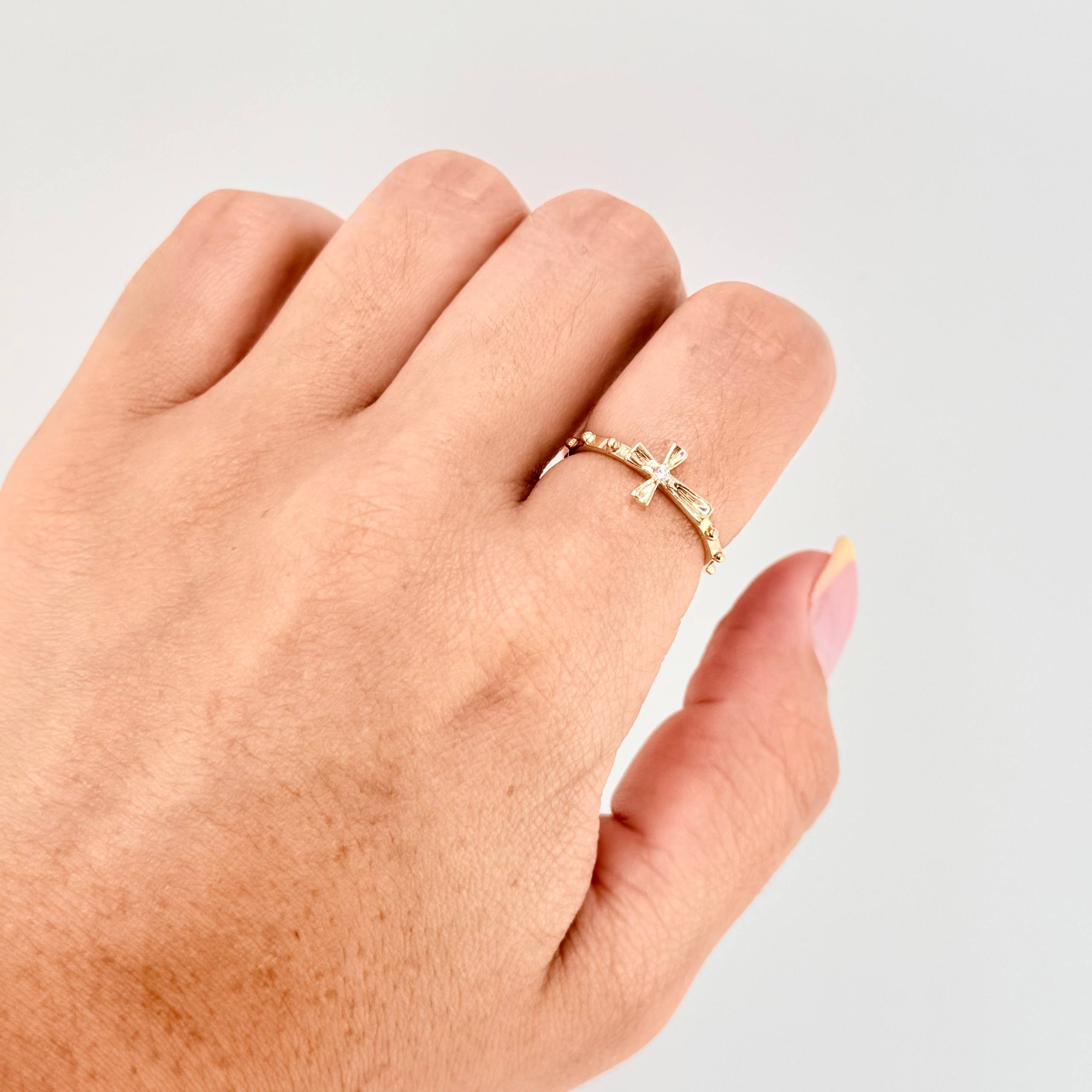Bubble Cross Ring 1.45g / T6 / 18K Yellow Gold