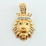 Dije León Corona 3.7gr / 1 in / Dos Oros Amarillo Blanco 18K