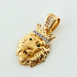 Dije León Corona 3.7gr / 1 in / Dos Oros Amarillo Blanco 18K
